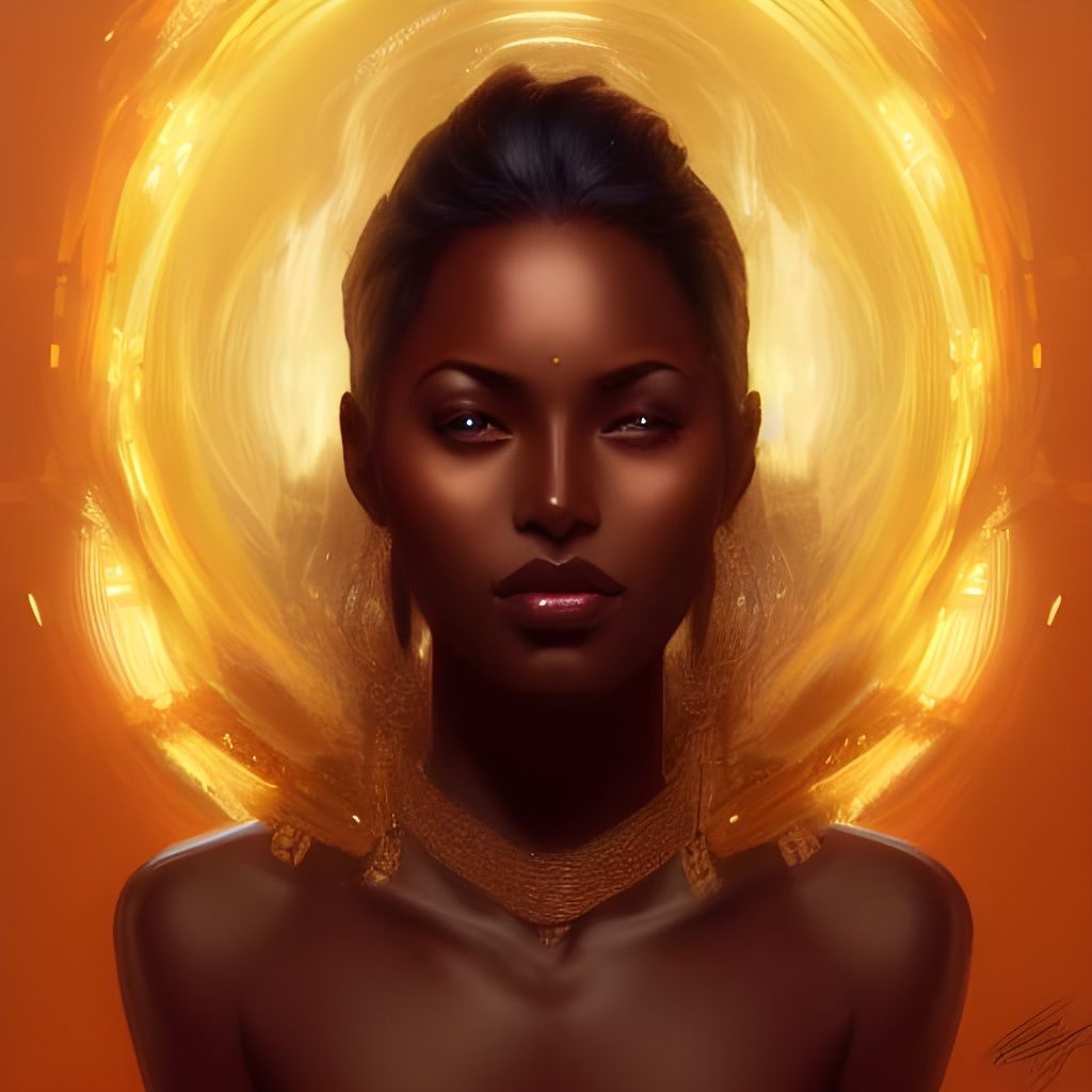 Golden Woman Portrait in Hyperdetailed Style