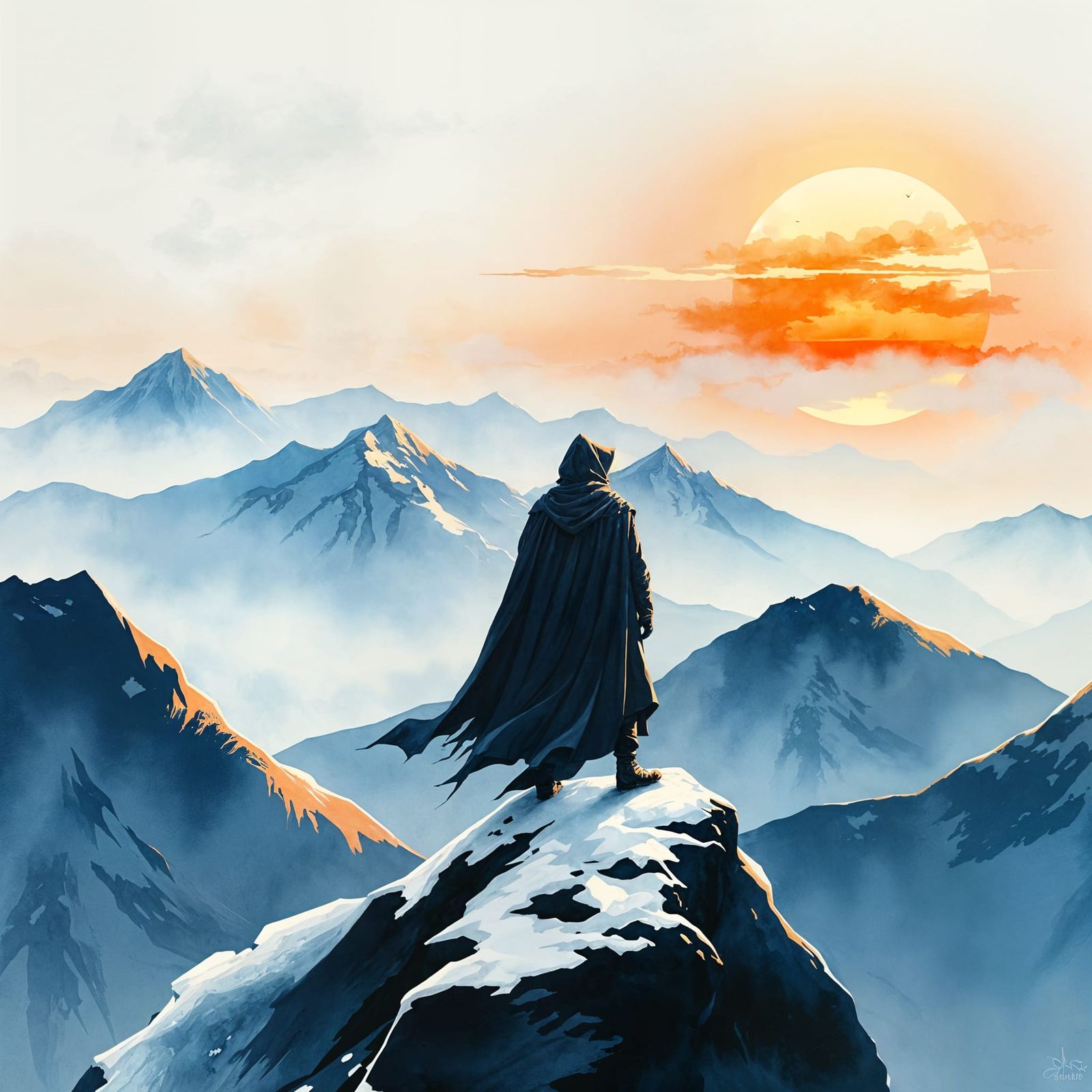 Winter Book Cover in Watercolor Style