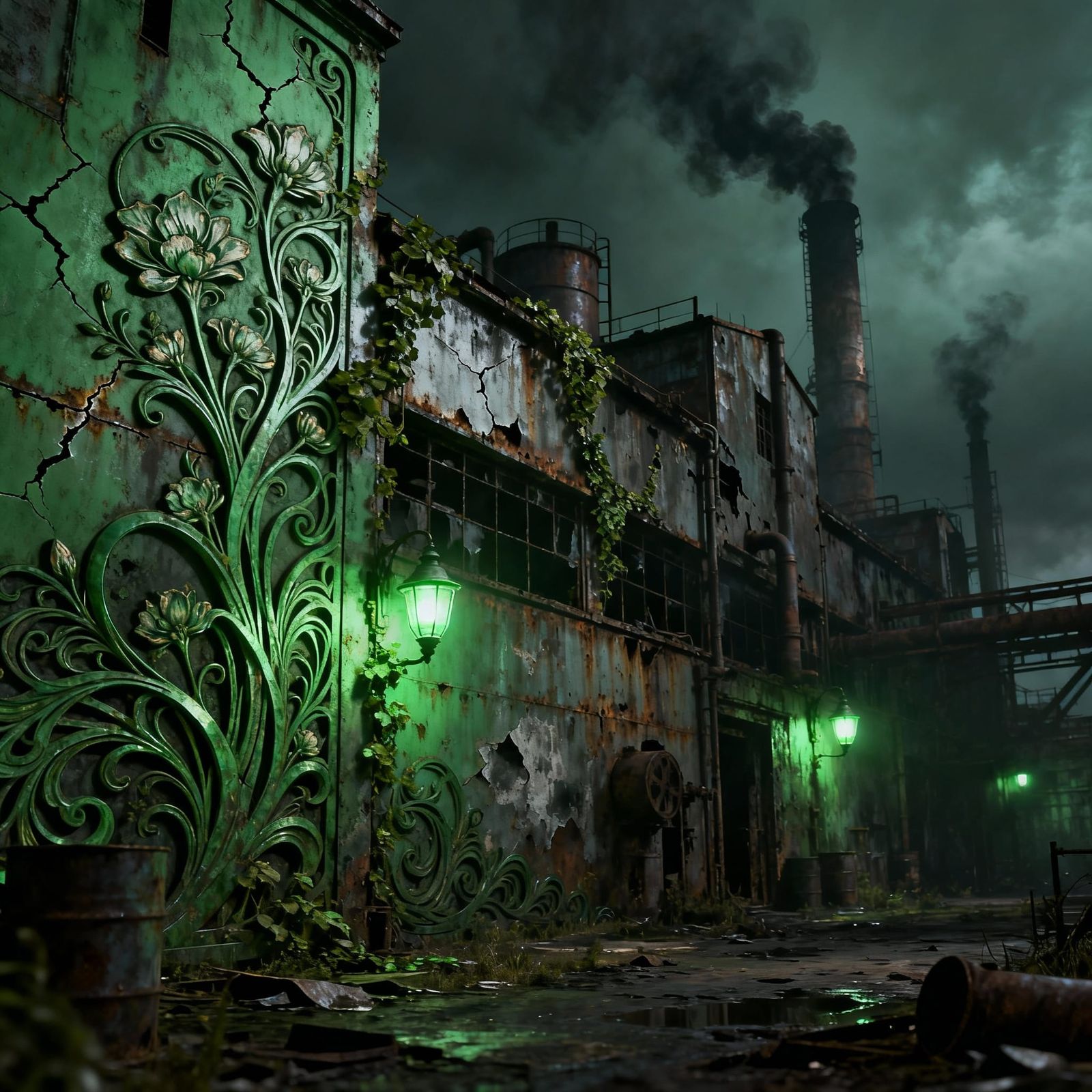 Grimdark Green Art Nouveau Landscape
