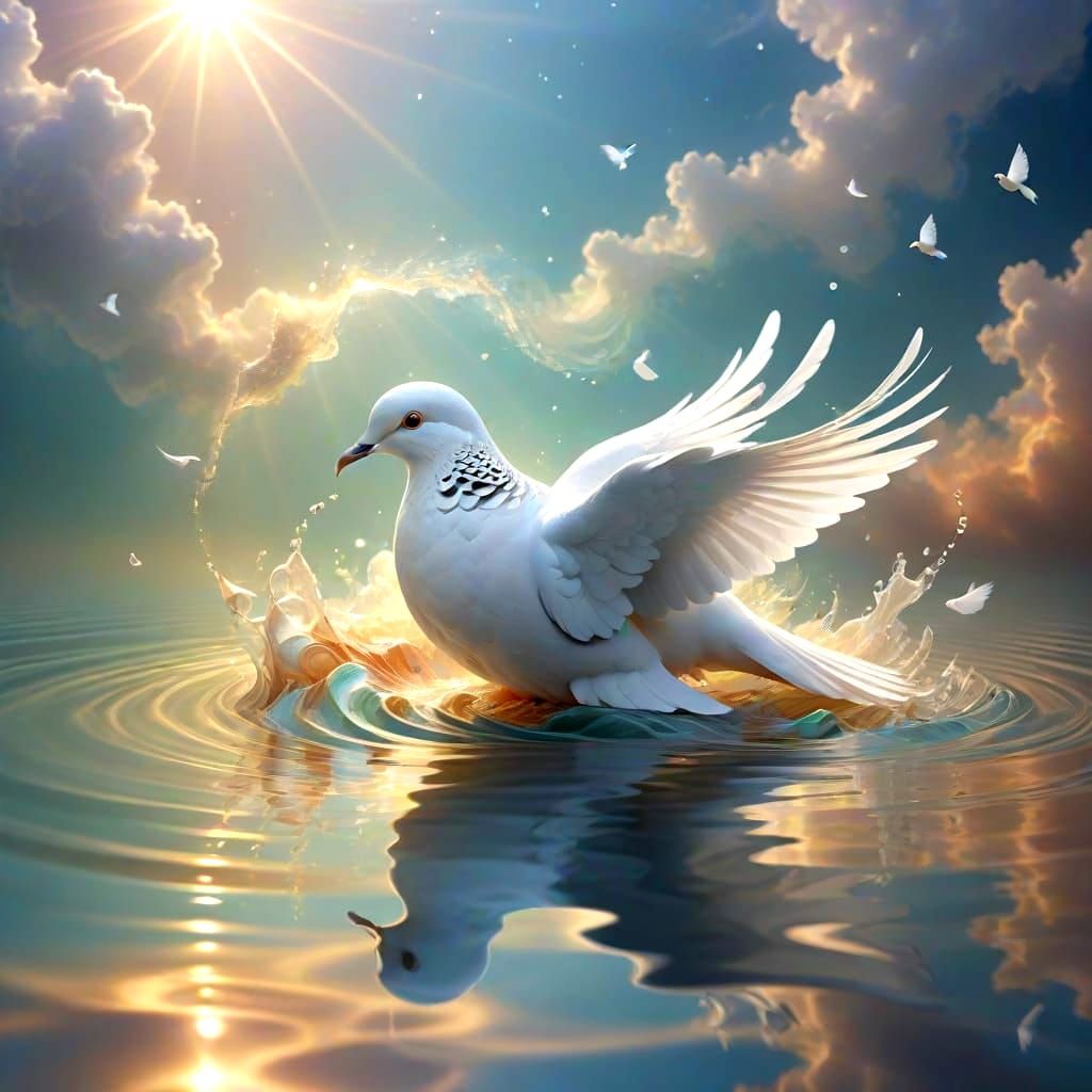 Glowing Celestial Dove in Abstract Heavenly Scene