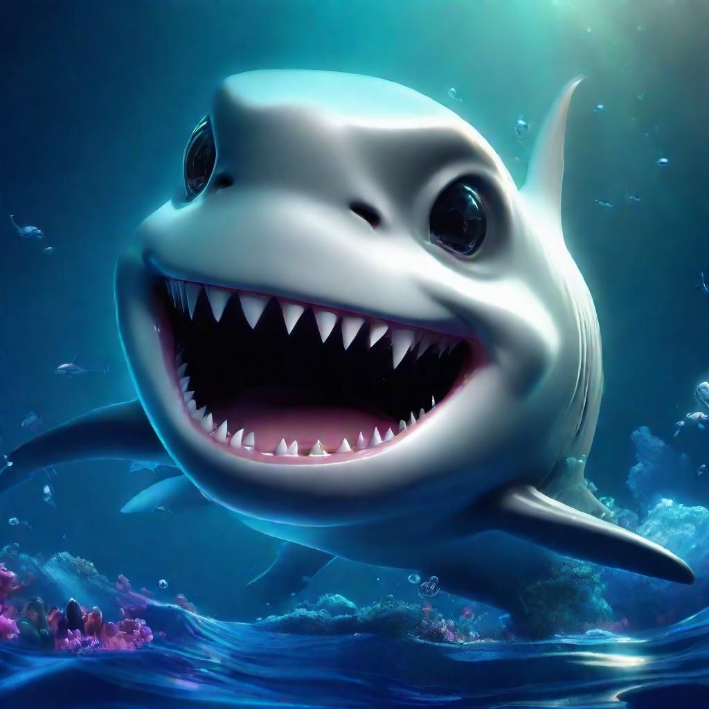 Cute Shark with a Smile: 3D Digital Art