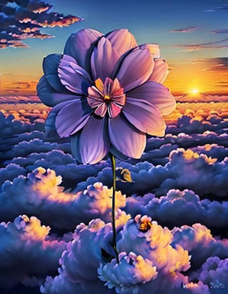 Ephemeral Cloud Flower at Sunset