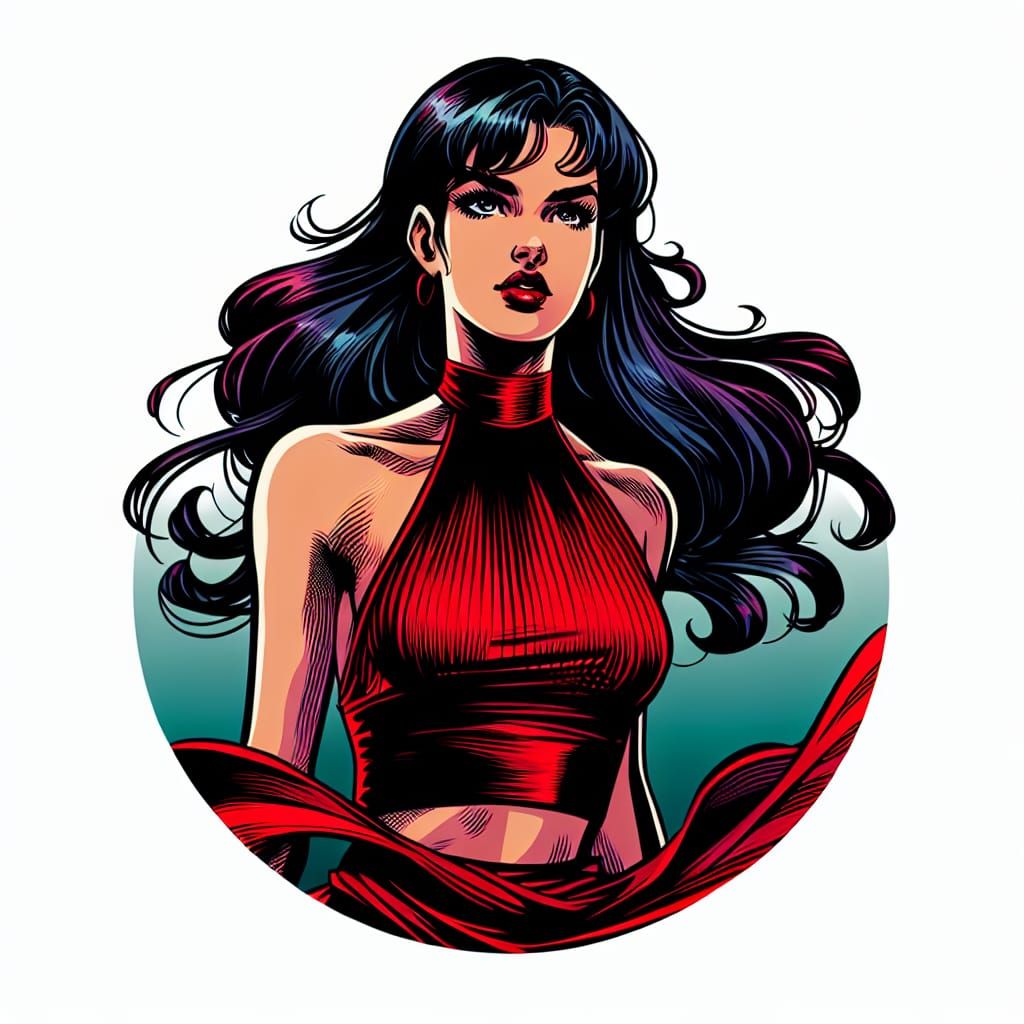 Vampire in Red: A Pulp Horror Comic Illustration