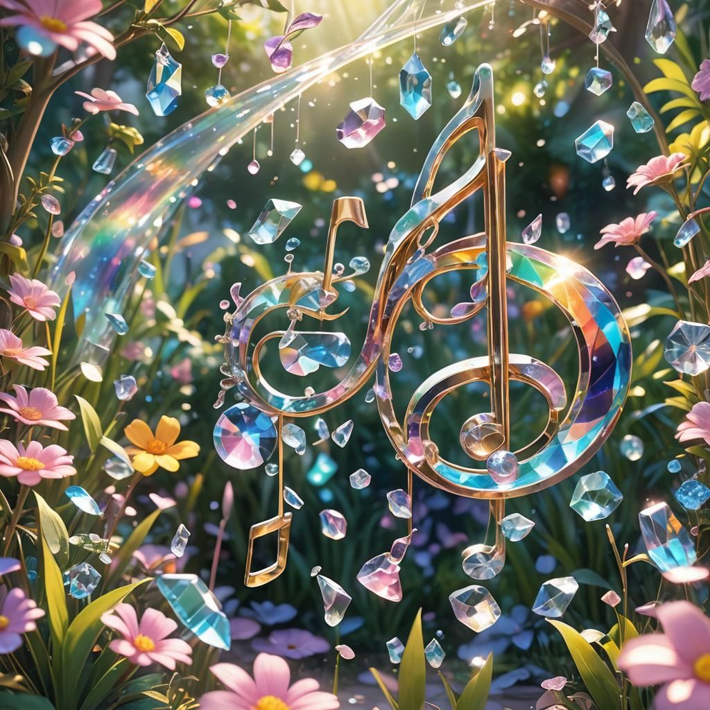 Crystal Musical Note Sings in Anime Style