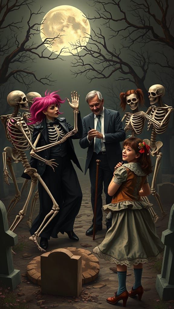 Danse Macabre: Skeletons Dance with Living in Moonlight Grav...