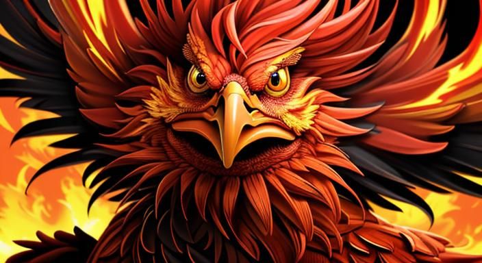 Flaming Chicken Portrait in Cinematic Style