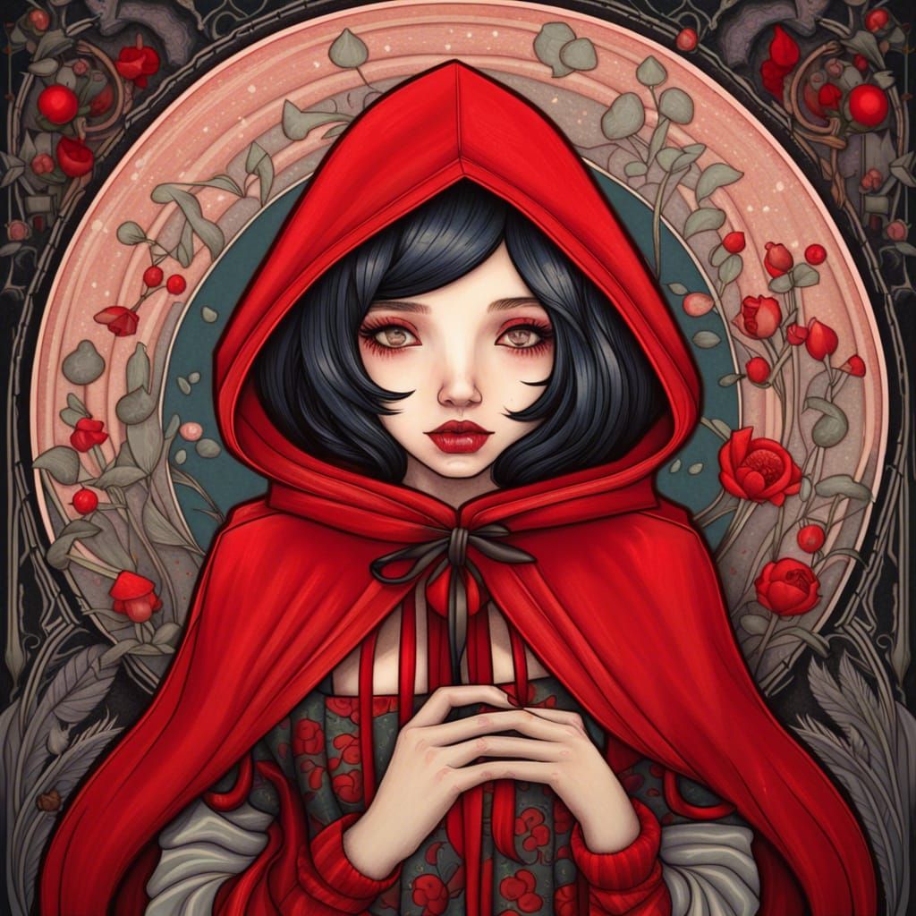 Gothic Little Red Riding Hood in Art Deco Style