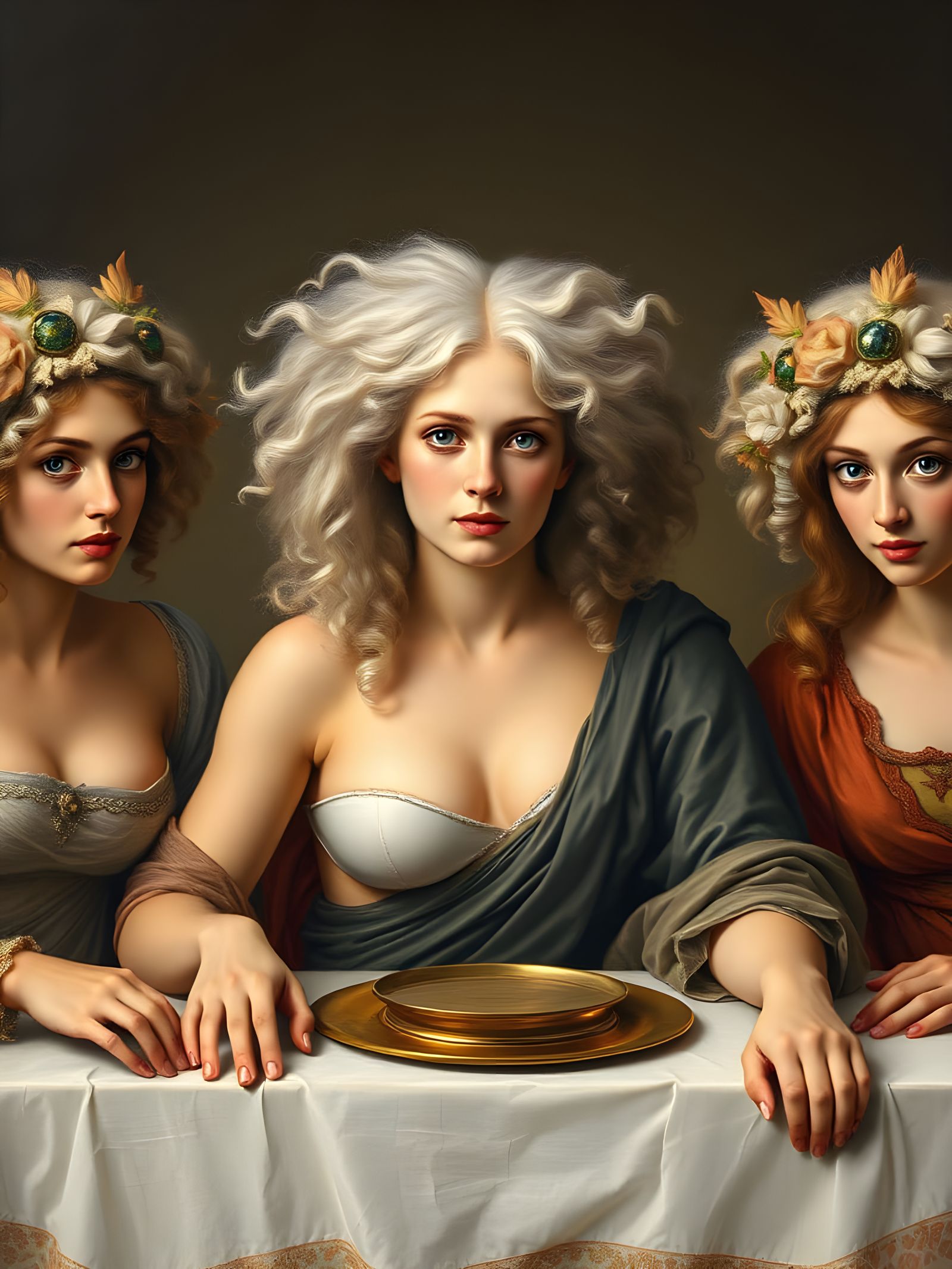 Classical Oil Painting of Women in Renaissance Style