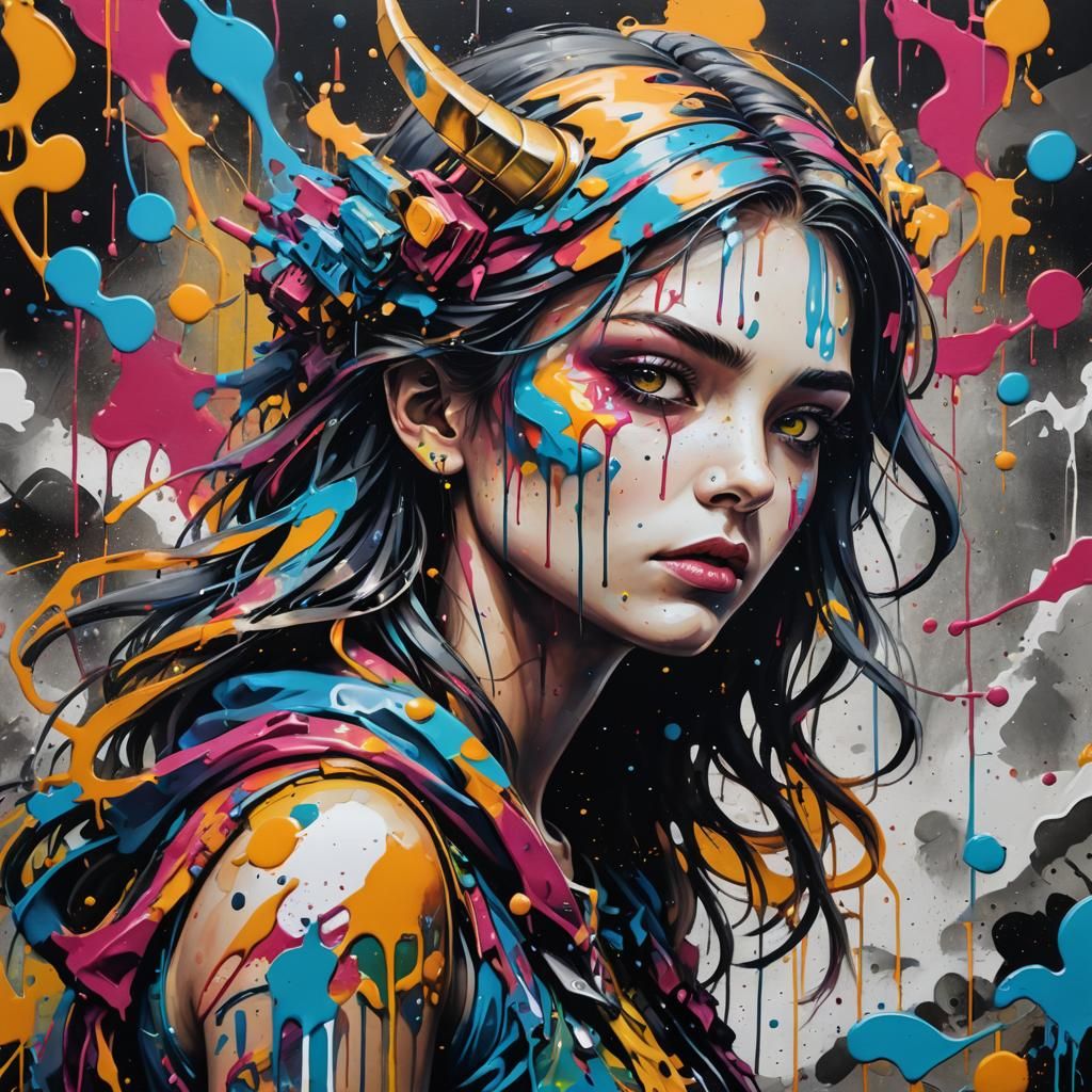 Artemis in Colorful Graffiti Street Art