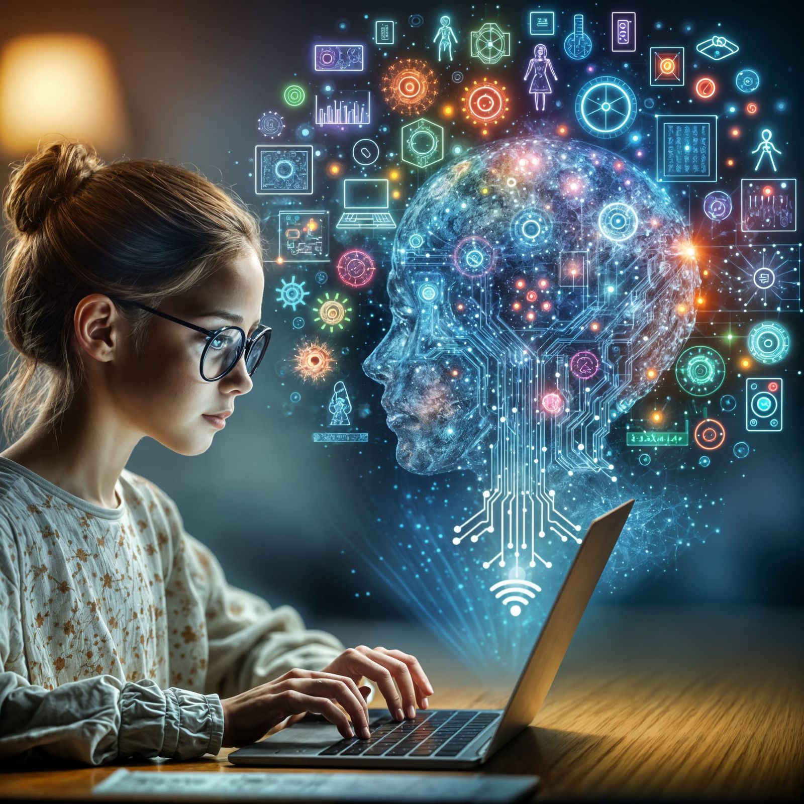 Girl Embracing Digital Learning in a High-Tech World