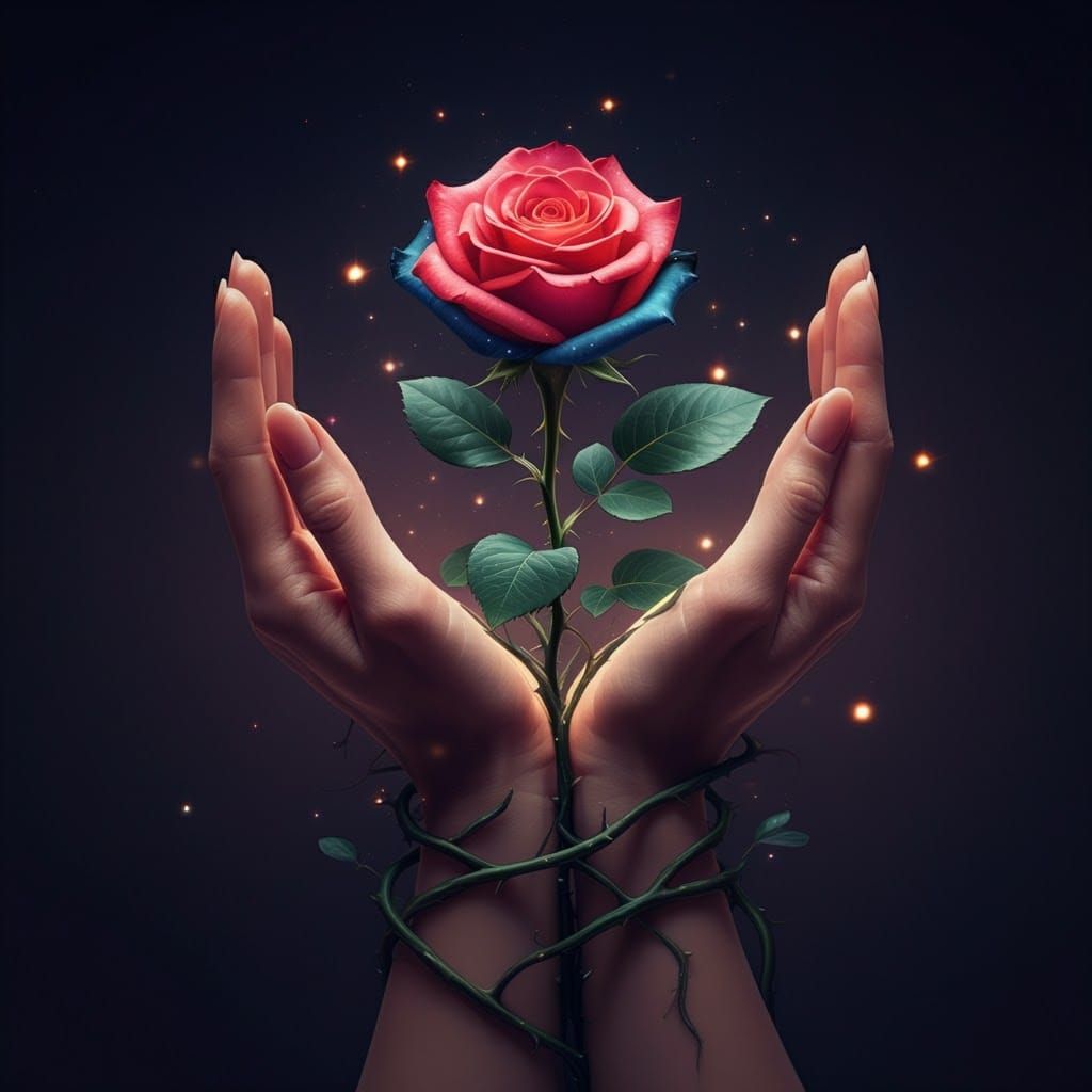 Ethereal Rose of Love Growing in Hand