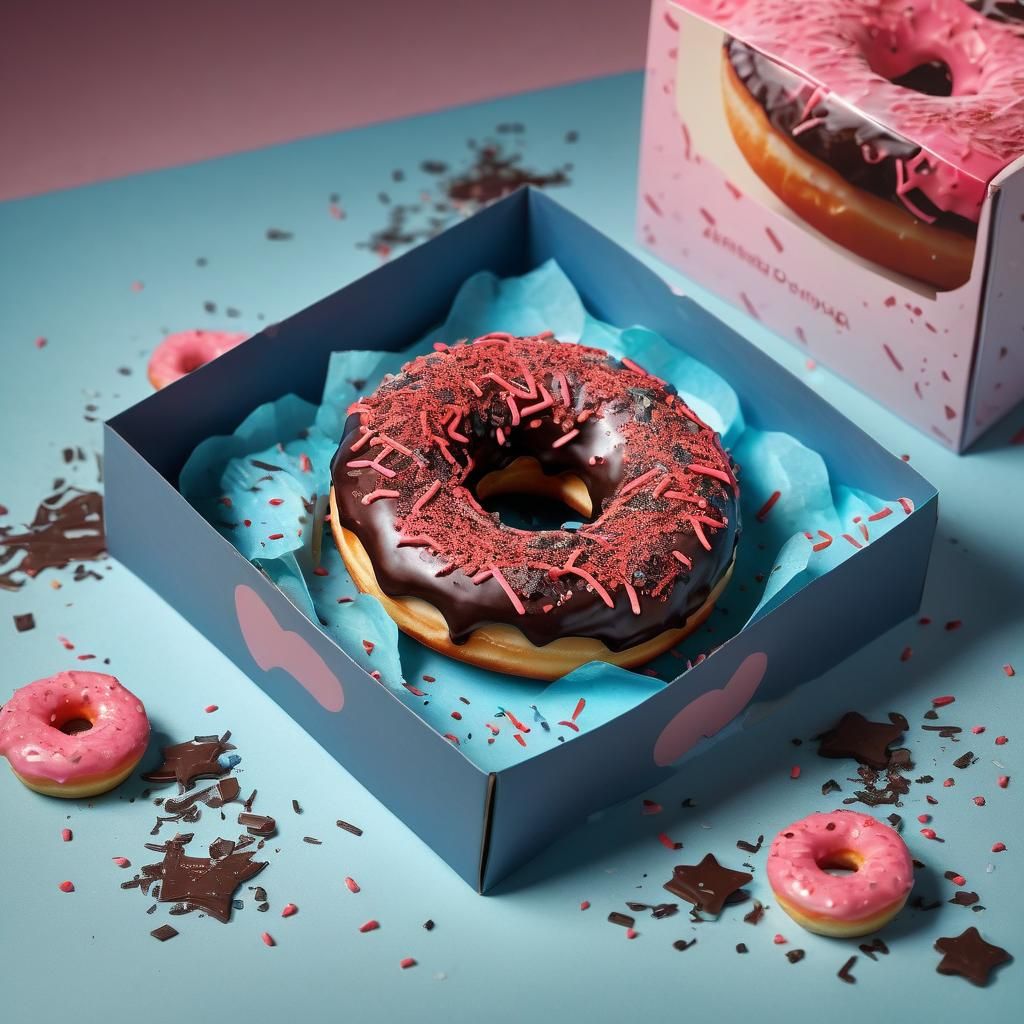 Realistic Donut with Red Icing Still Life