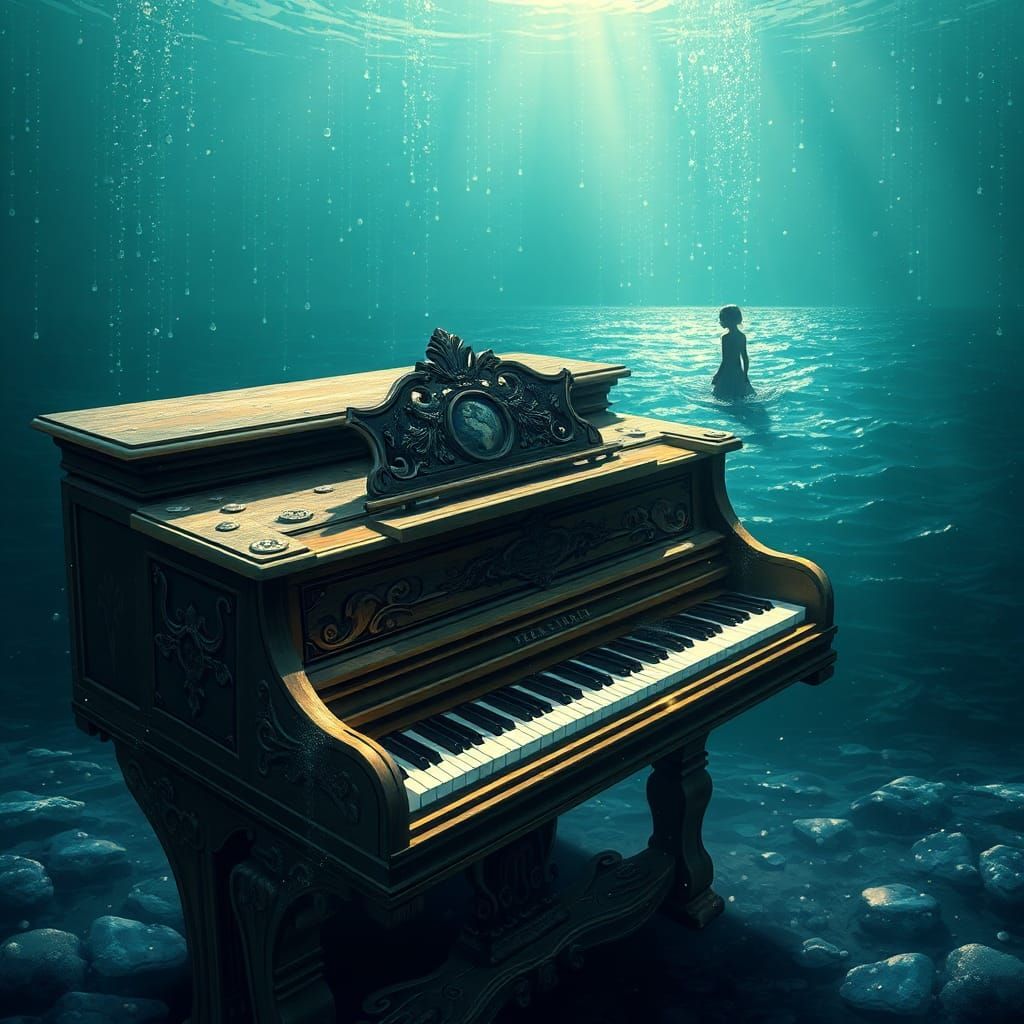 Underwater Piano Serenade in Dreamlike Style