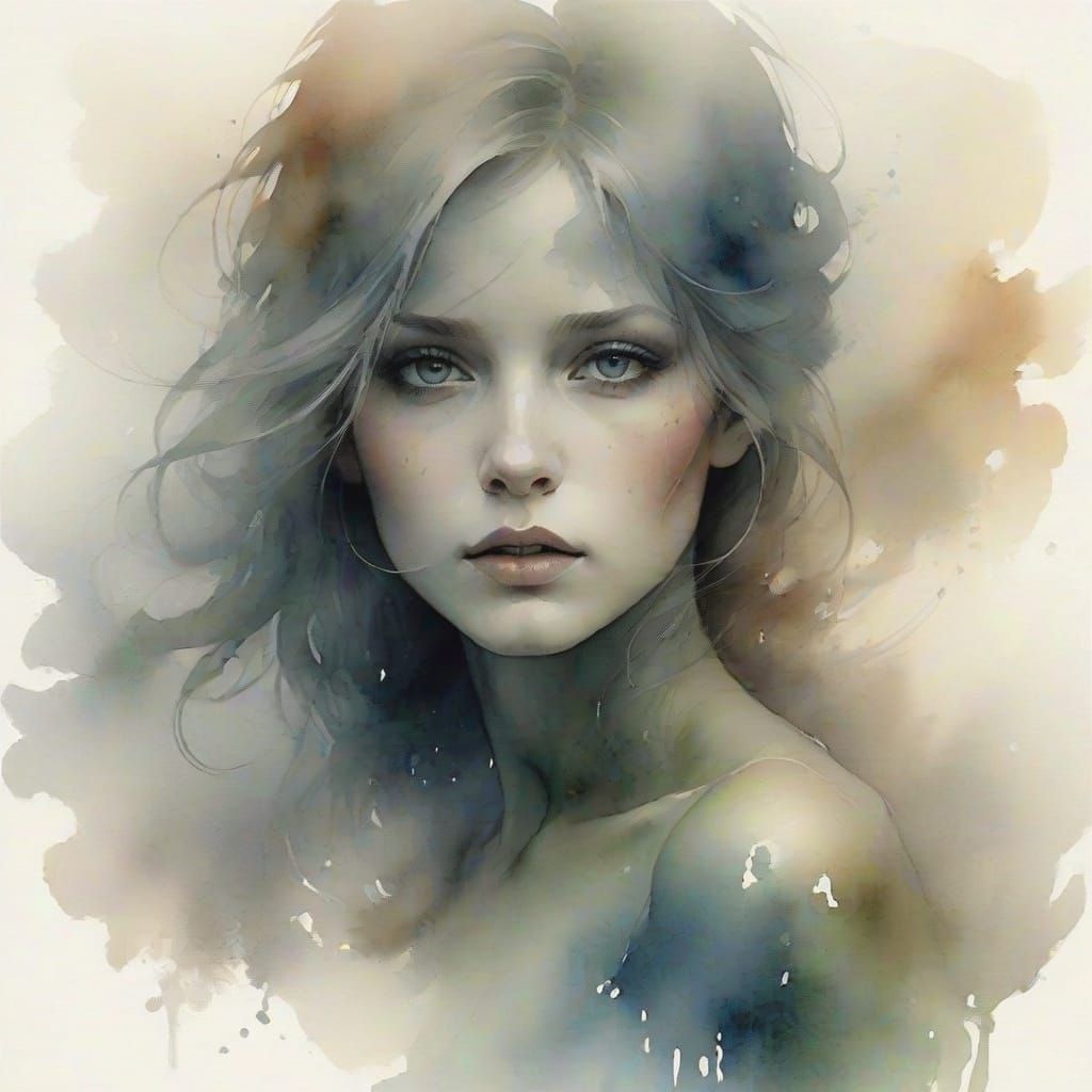 Ethereal Portrait in Muted Watercolor