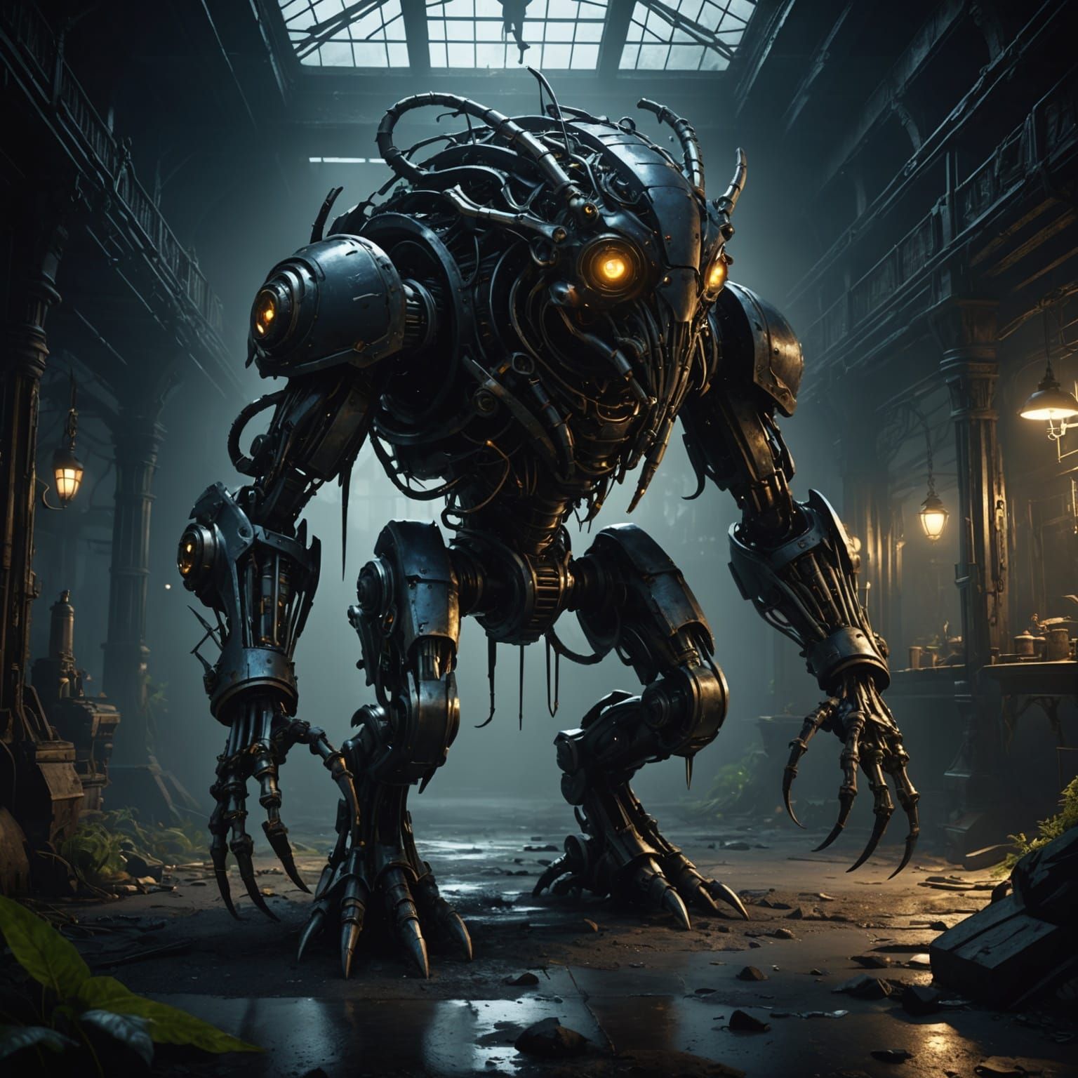 Biopunk Creature in Dark Fantasy, Hyperdetailed Concept Art