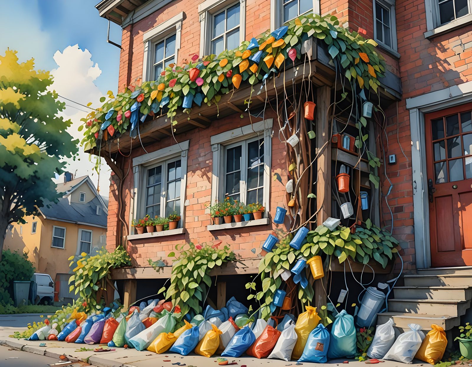 Vibrant Kletterpflanze Conquers Pollution in a Colourful Wat...