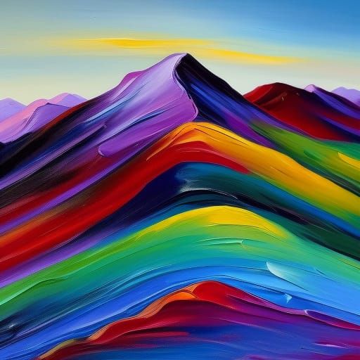 Velvet Mountains: Opulent Expressionist Oil Painting