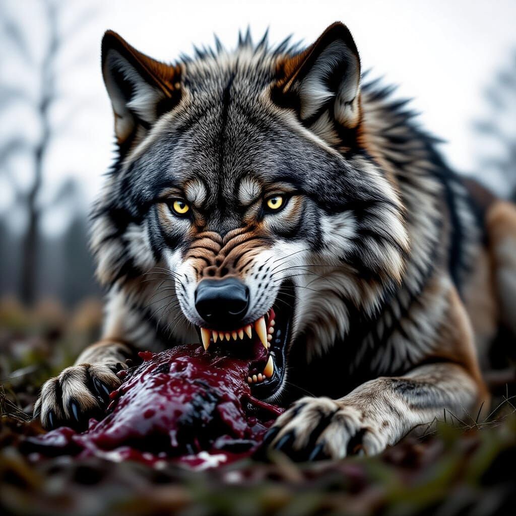 Dramatic Werewolf Portrait in Black and White