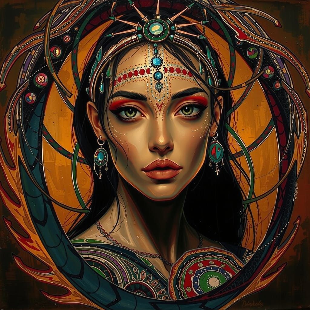 Abstract Expressionism with Iridescent Swirling Patterns