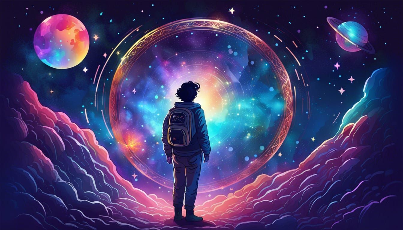 Holographic Cosmic Dreamscape in Astral Illustration
