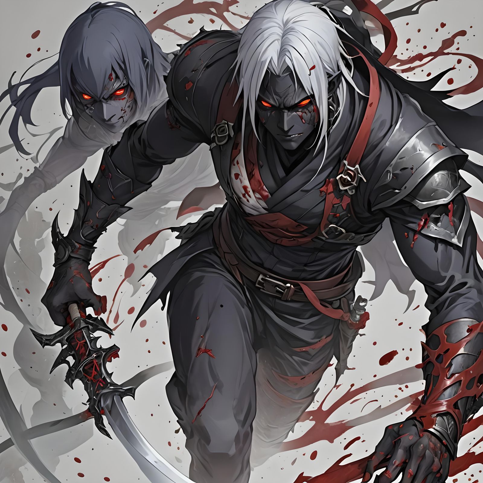 Drow-Demon Ninja Assassin Rogue in Anime Style