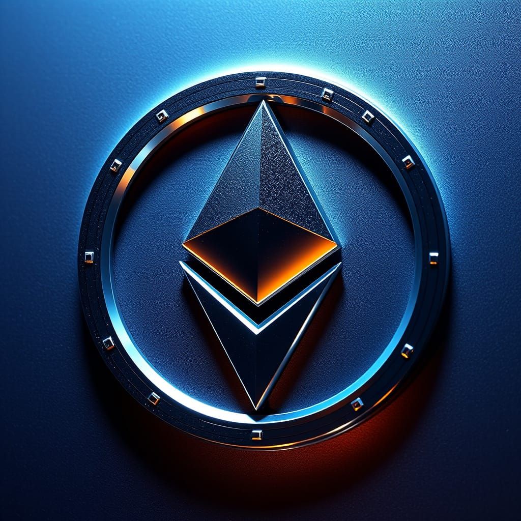 Ethereum Logo in Futuristic Metallic Style