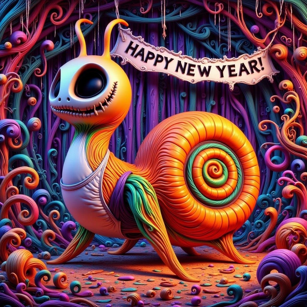 New Year Celebration in a Neon-Infused Style