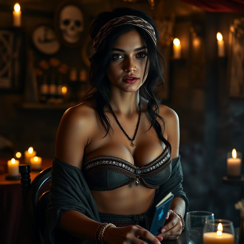 Gypsy Fortune-Teller Portrait in Ravenloft Style