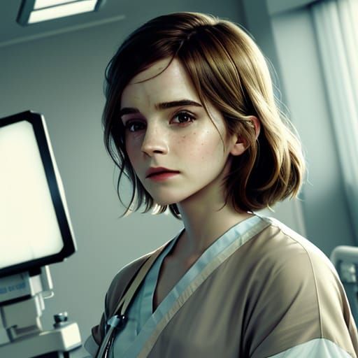 Hospital Patient in Gown: A Cinematic Still