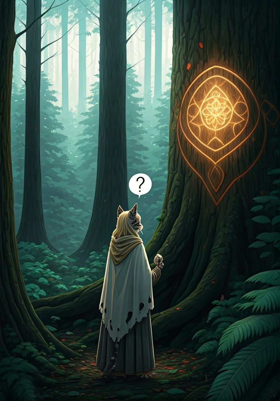 Whimsical Dark Fantasy Forest Scene in Pastel Hues