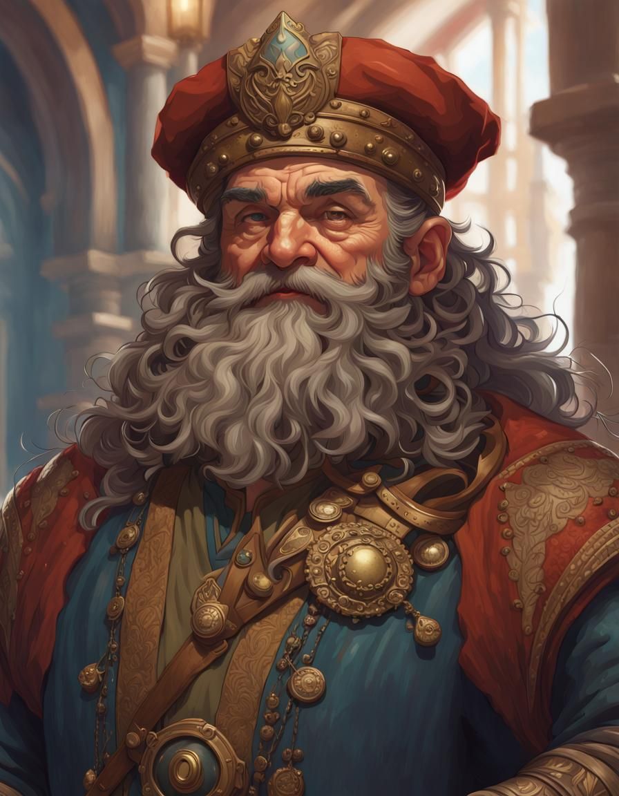 Dwarf Ship Captain in Ottoman Style, Detailed Portrait