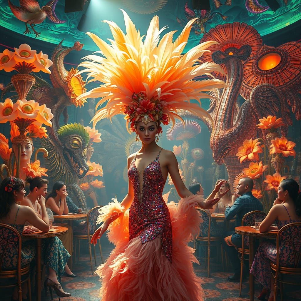 Cabaret Dancer in Time, Surreal Glitch Art