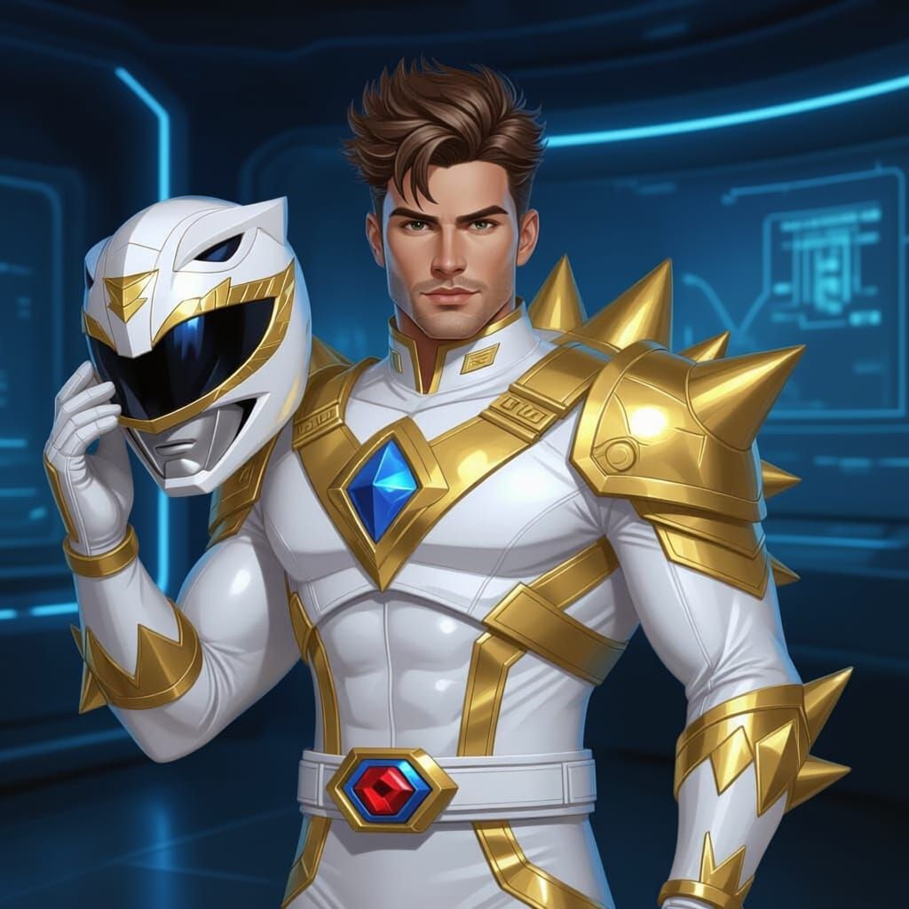 Heroic Platinum Power Ranger with Stegosaurus Helmet