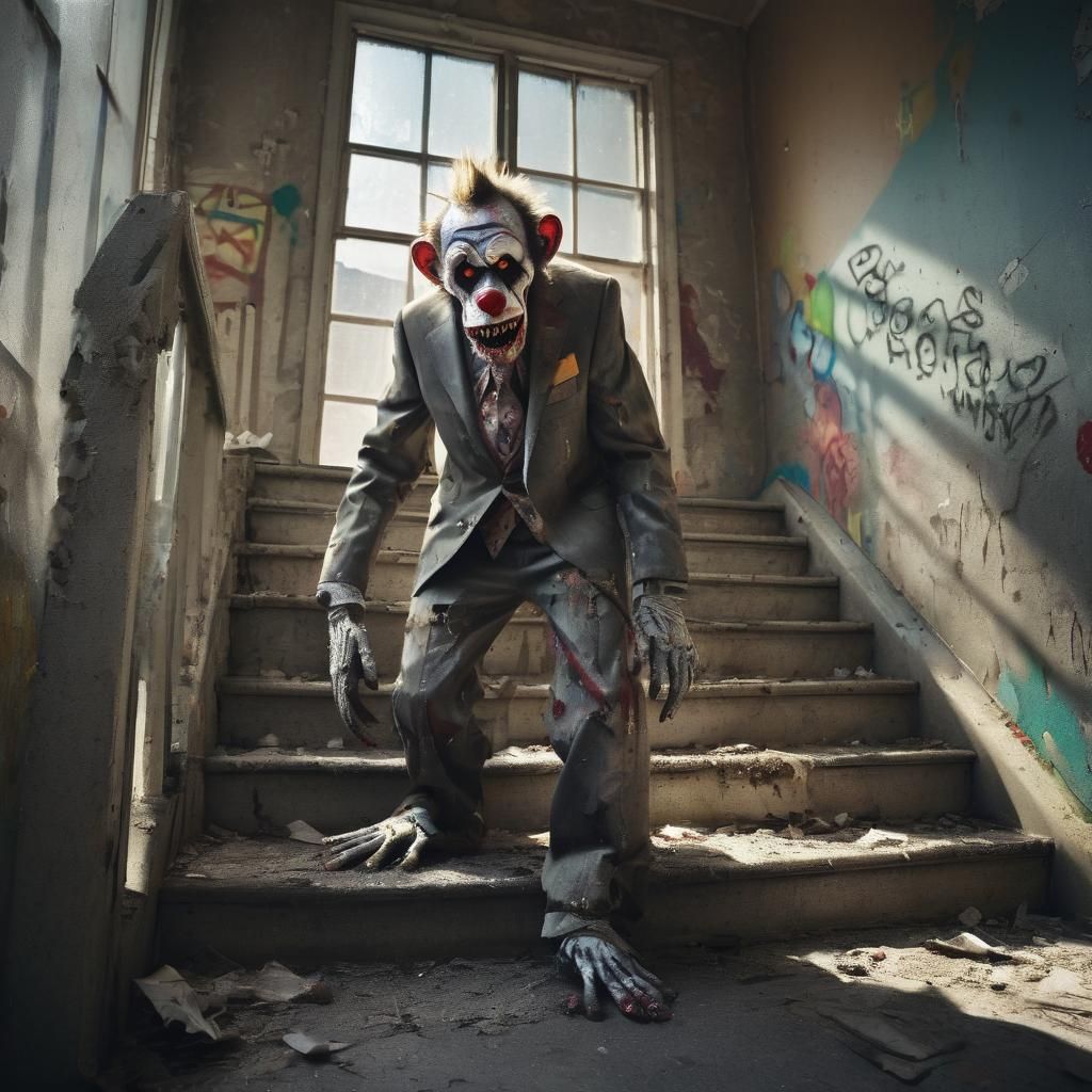 Zombie Clown in Urban Surrealist Photography