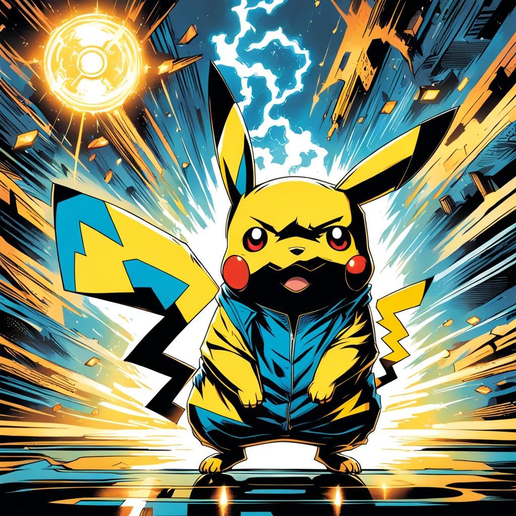 Pikachu in Comic Book Art Style