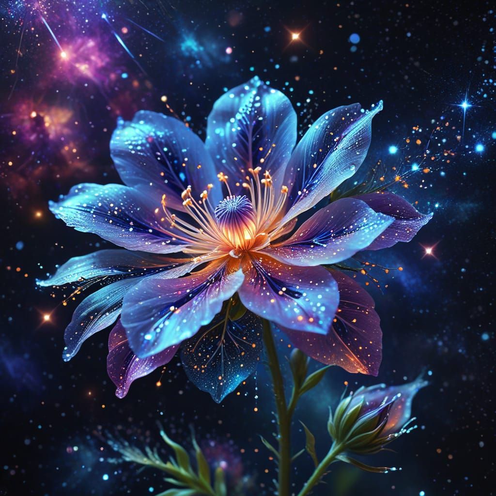 Shimmering Constellation Flower in Surreal Digital Painting