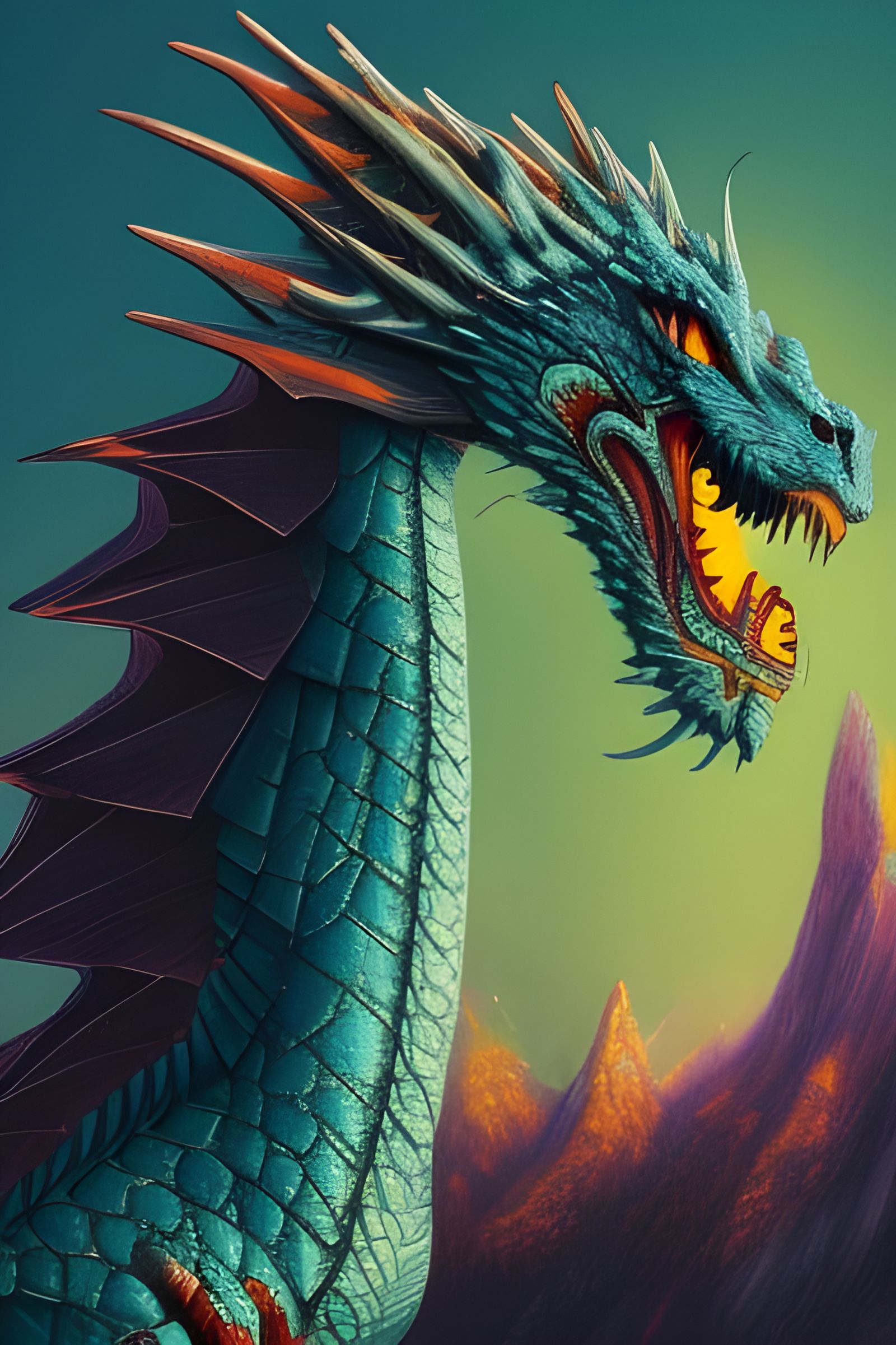 Majestic Dragon Perched on Mountaintop in Sunlight