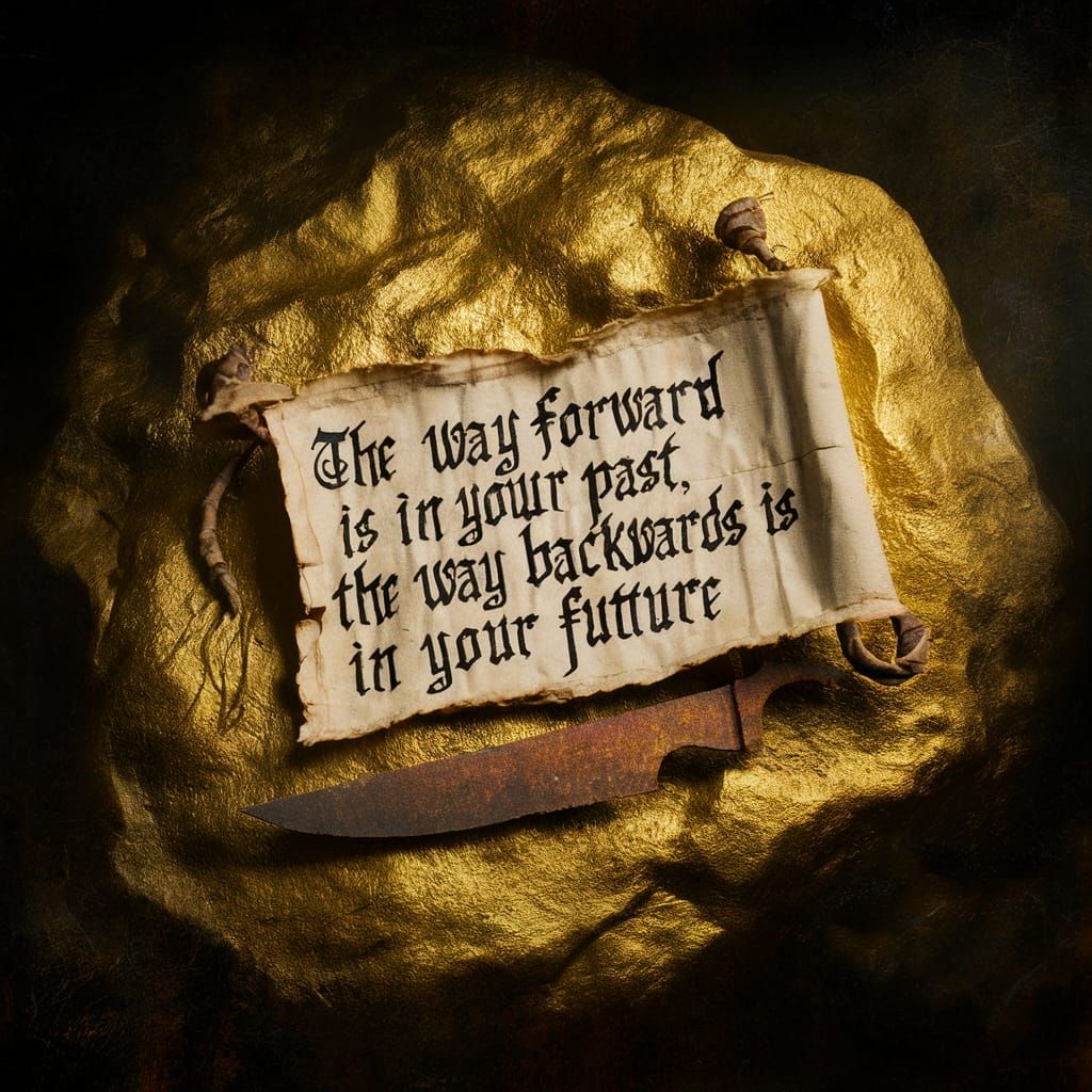 Mysterious Scroll on Rusty Knife with Calligraphy