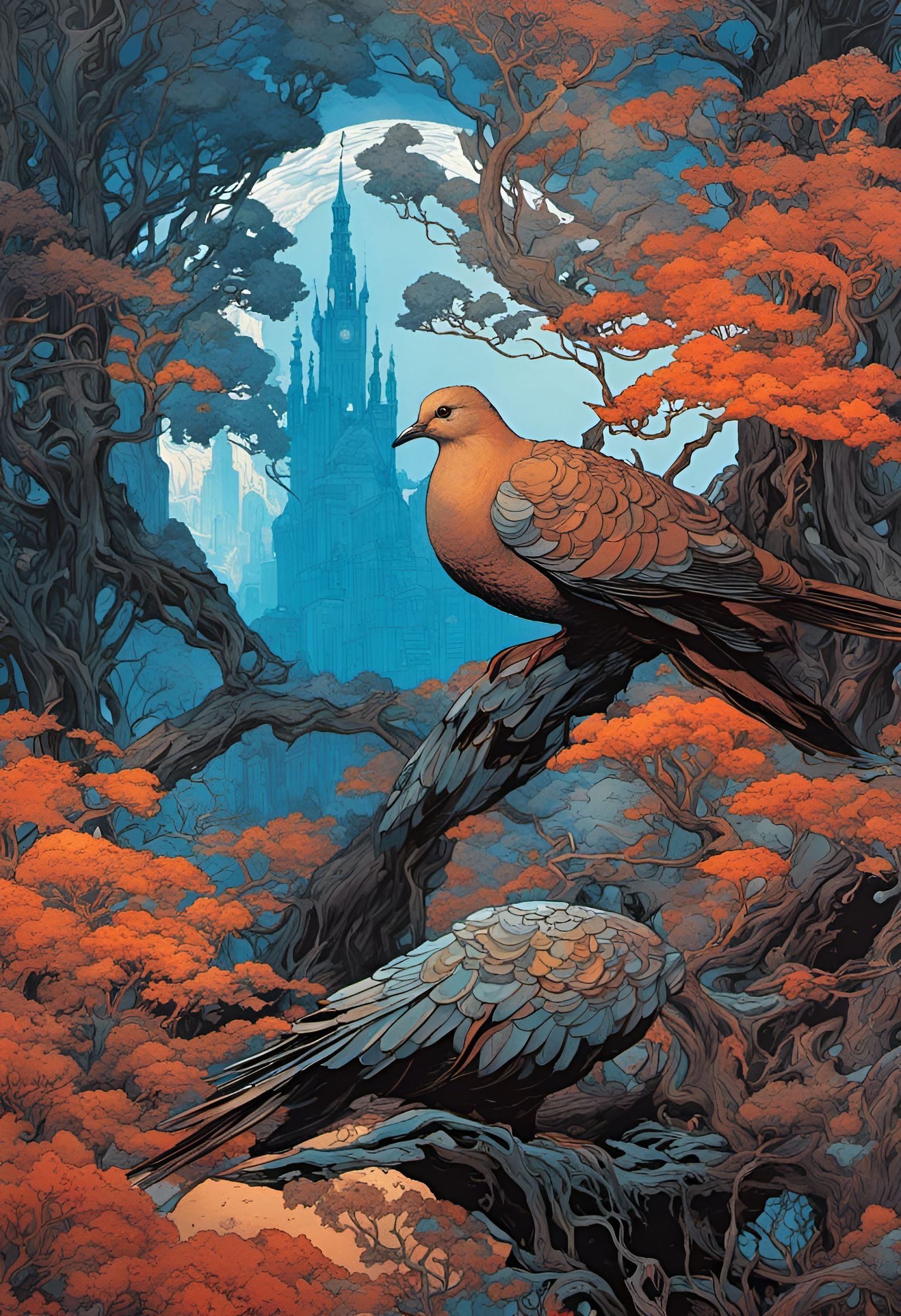 Dove in Borderlands Style Illustration