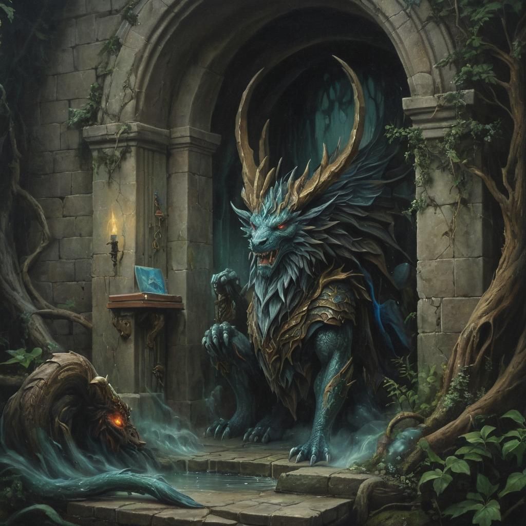 Mythical Bookcover: Fantasy Store in Airbrush Style