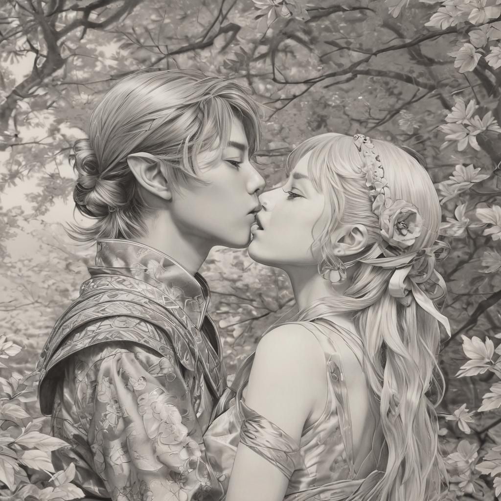 The Kiss in Vibrant Manga Style