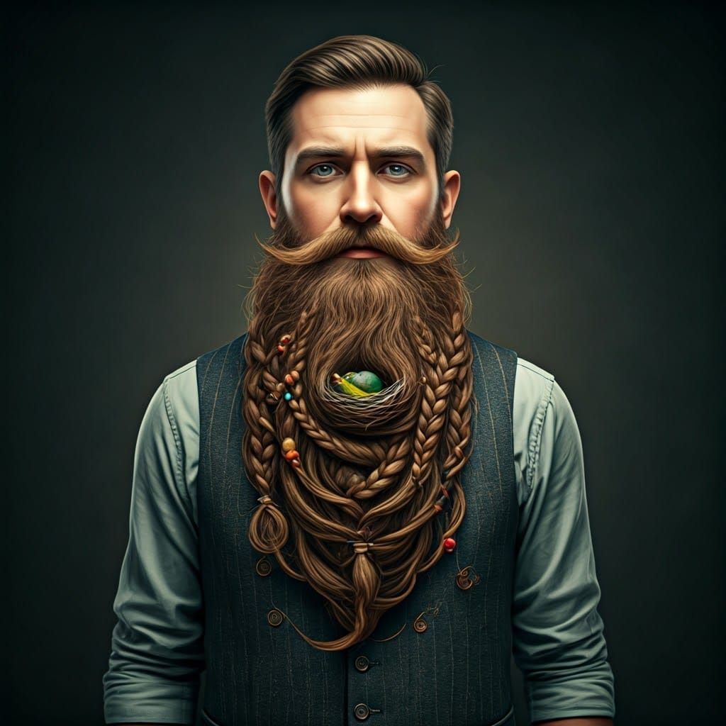 Whimsical Man Shows Off Elaborate, Long Beard