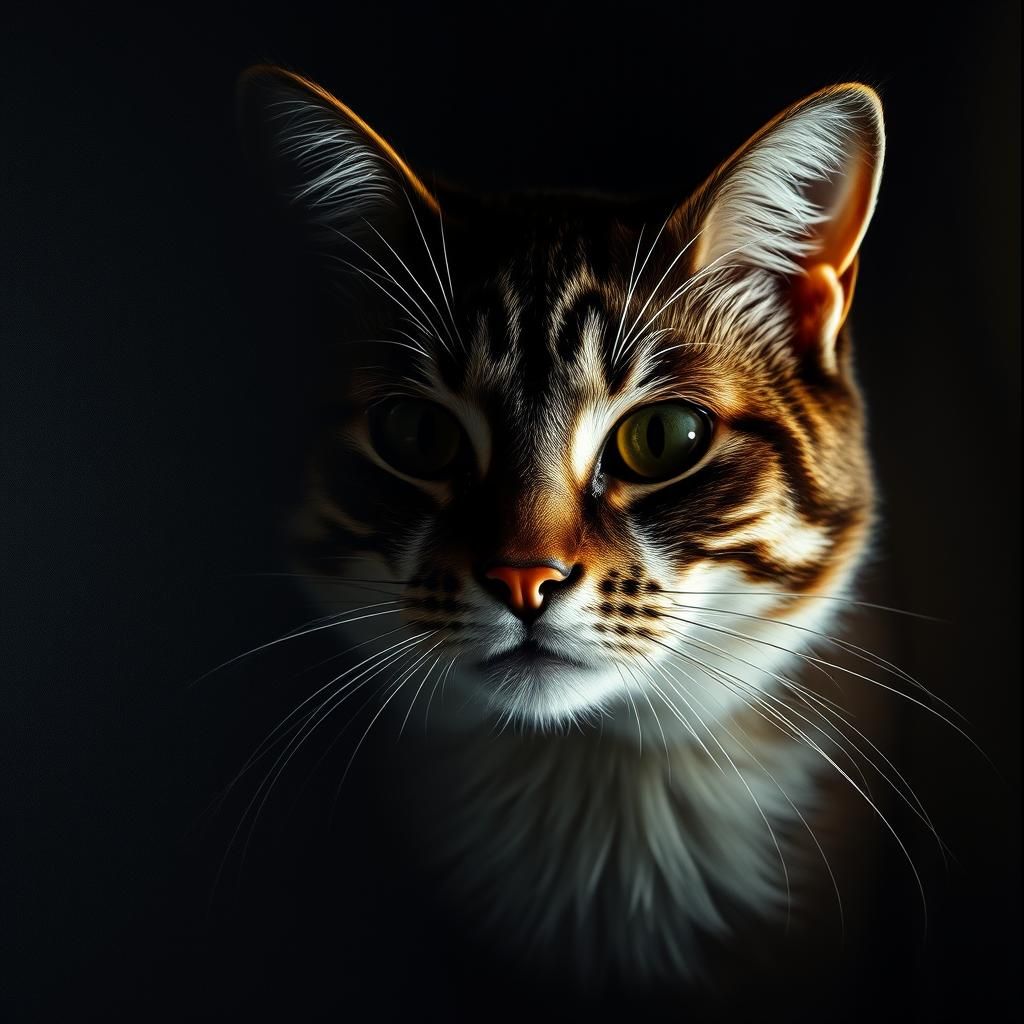 Chiaroscuro Cat in Dark Fantasy Style