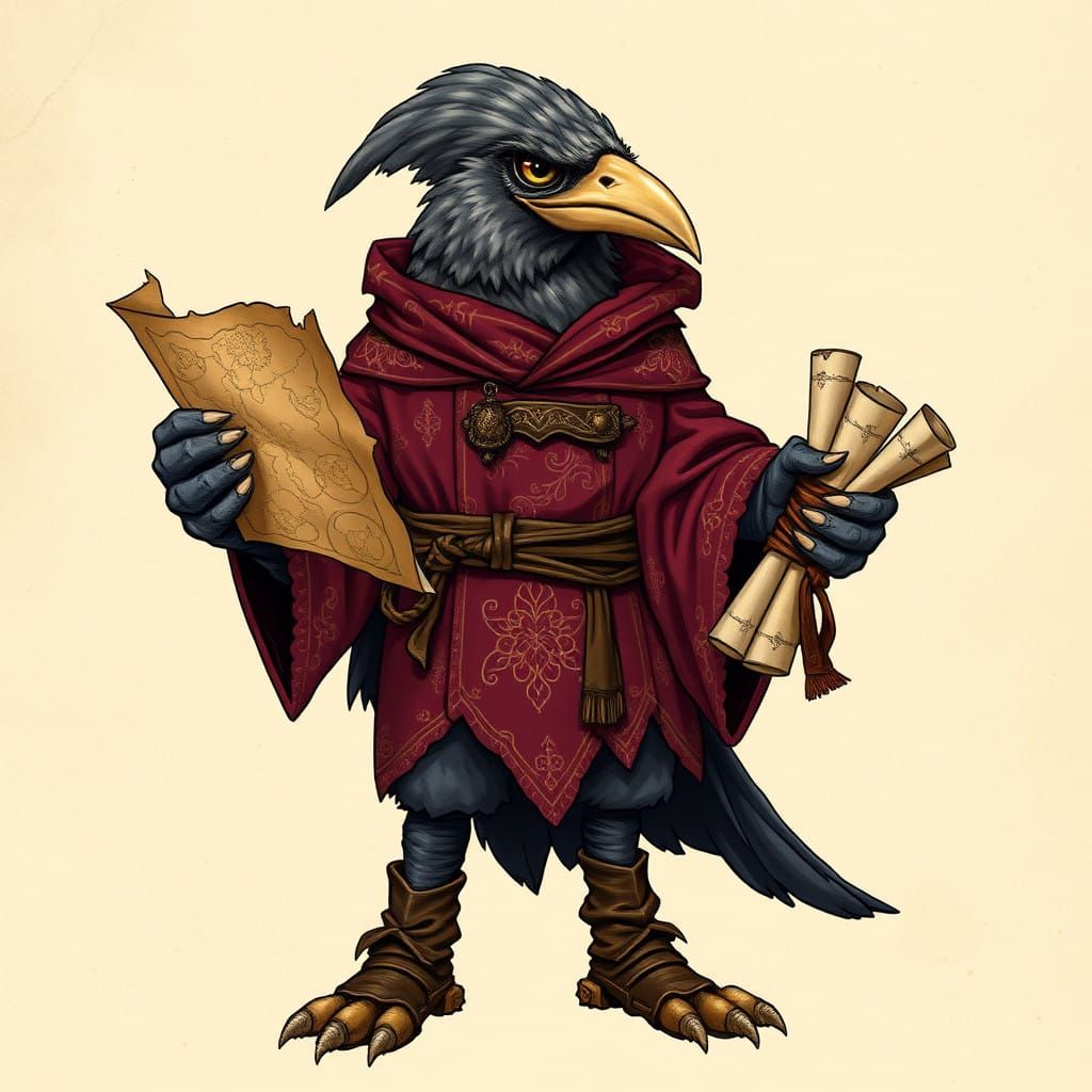 Elder Kenku Sage in Ruby Wizard's Robes