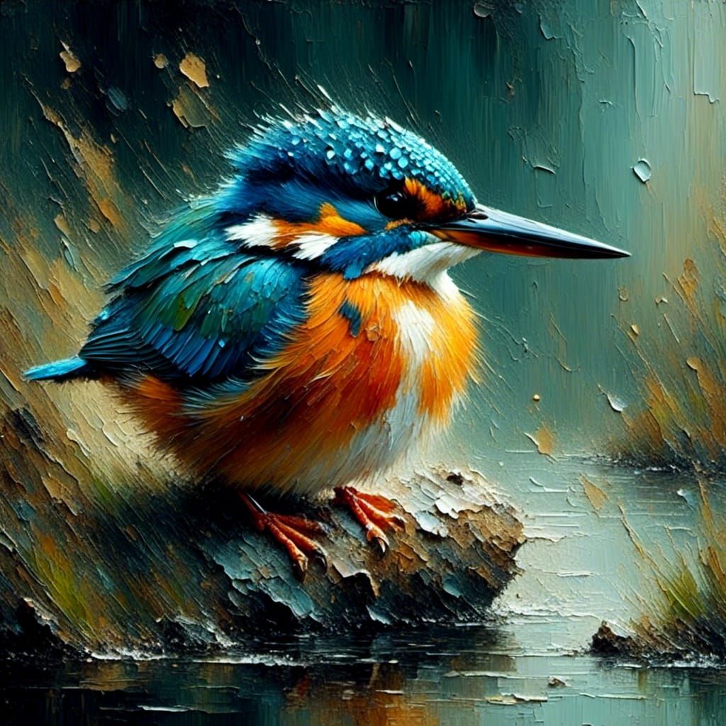 Kingfisher Watercolor on Riverbank Inspired by James Gurney