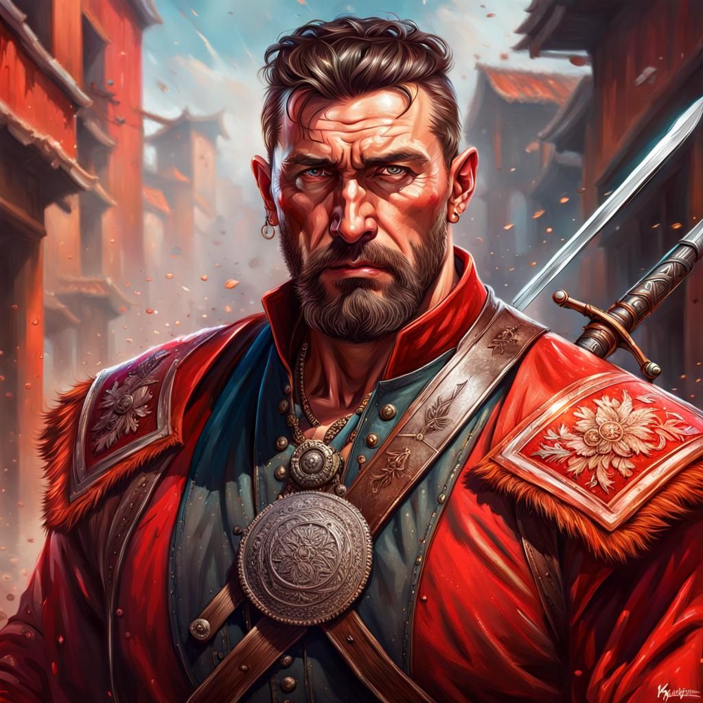 Cossack Warrior Portrait in Hyperrealistic Style