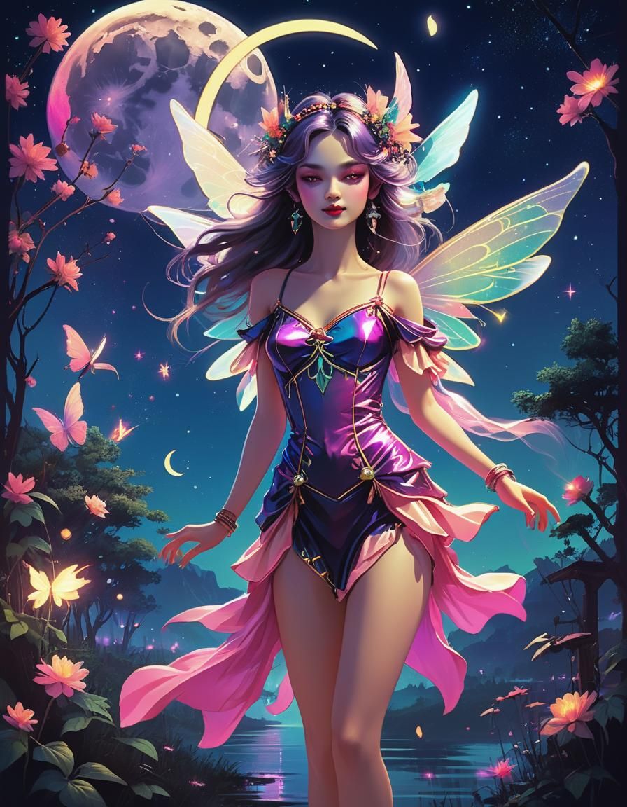 Fairies' Moonlit Synthwave Celebration