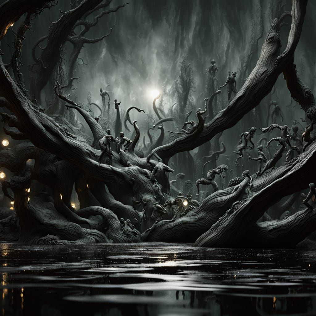 Biomechanical Horror in Dark Glass Container