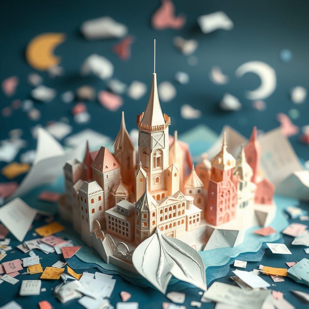 Origami Mermaid Metropolis in Soft Focus