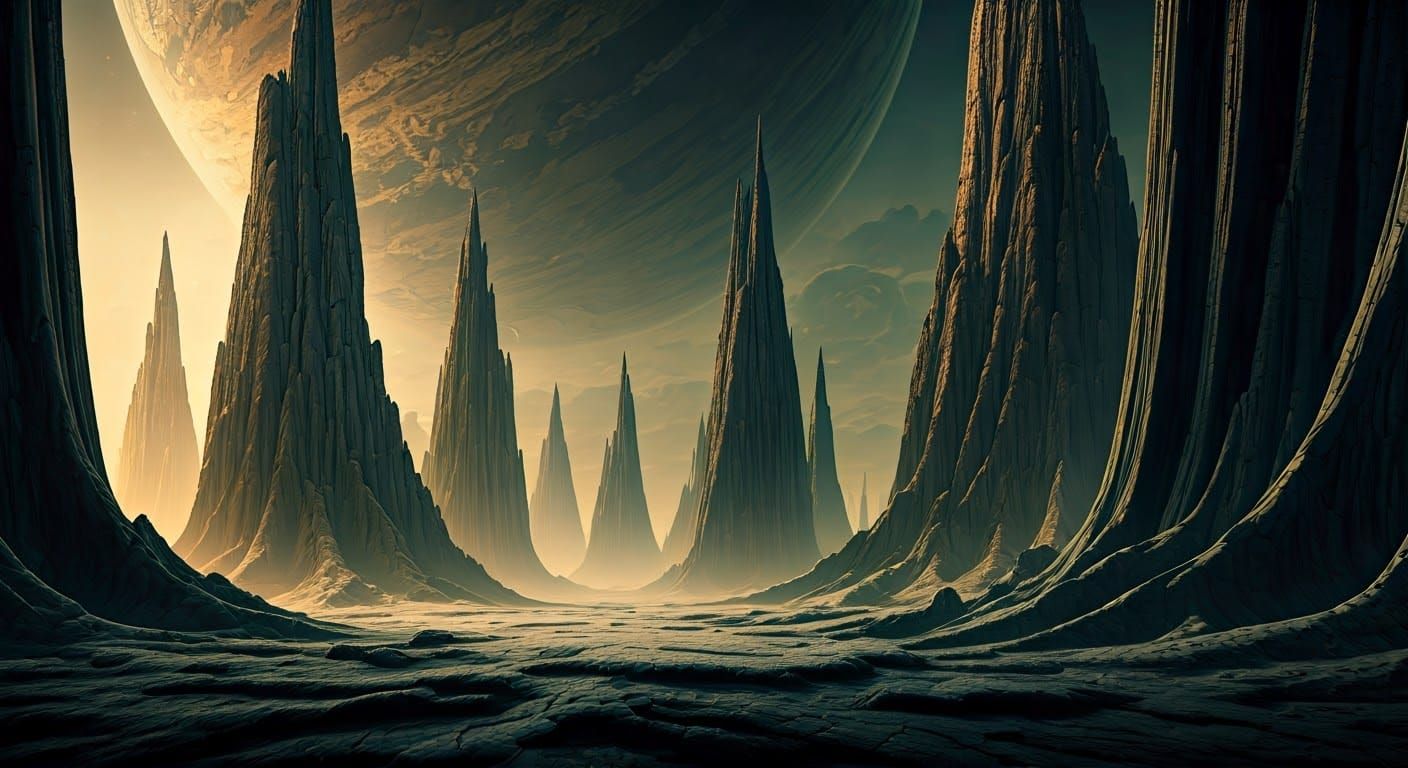Ethereal Landscape of Forbidden Planet, Cyberpunk Architectu...